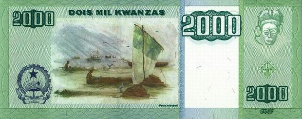 Купюра номиналом 2000 ангольских кванз, обратная сторона